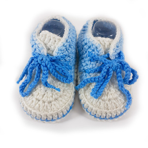 Πλεκτά λευκά-γαλάζια παπούτσια για αγόρια/ σπορτέξ / 0-12/ Crochet white-blue booties for a baby boy/ sneakers - αγόρι, βρεφικά ρούχα