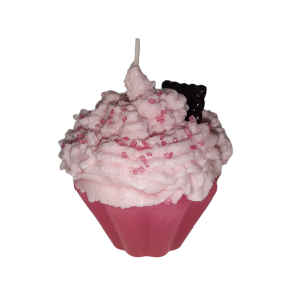 Κερί Χειροποίητο Αρωματικό Cupcake Ροζ 7x8cm - αρωματικά κεριά