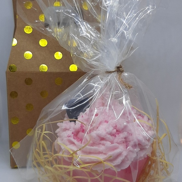 Κερί Χειροποίητο Αρωματικό Cupcake Ροζ 7x8cm - αρωματικά κεριά - 2