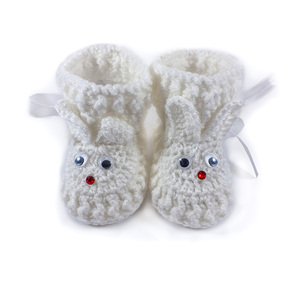 Πλεκτά λευκά παπούτσια για μωρά/ κουνελάκια/ 0-12/ Crochet white booties for a babies/ bunnies - κορίτσι, αγόρι, βρεφικά ρούχα