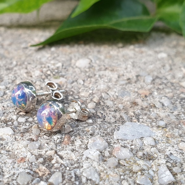 ''Small Lollipop stud earrings - Glass Opal Edition'' Sterling Silver 925 Stud Earrings!! - ασήμι, επάργυρα, καρφωτά, boho - 2