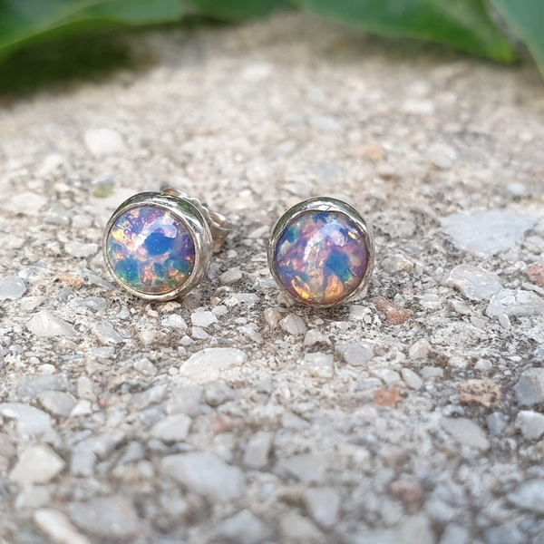 ''Small Lollipop stud earrings - Glass Opal Edition'' Sterling Silver 925 Stud Earrings!! - ασήμι, επάργυρα, καρφωτά, boho - 3