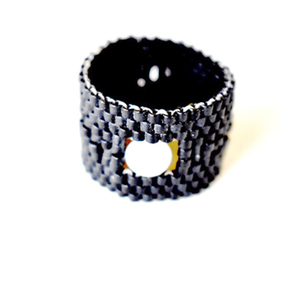 Δαχτυλίδι μαύρο με χάντρες miyuki και μαργαριτάρι του γλυκού νερού - μαργαριτάρι, χάντρες, miyuki delica, μεγάλα, δώρα για γυναίκες - 4