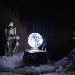 Φωτιστικό ''Nightmare" με fairy lights - νεκροκεφαλή, πορτατίφ, διακόσμηση, halloween - 5