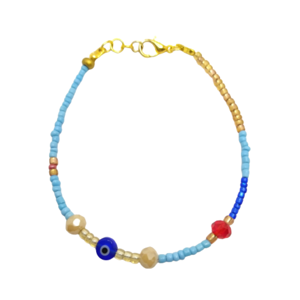Beads bracelet - μάτι, χάντρες, χεριού, αυξομειούμενα - 3
