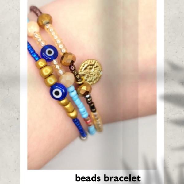 Beads bracelet - μάτι, χάντρες, χεριού, αυξομειούμενα - 5