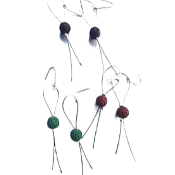 Σκουλαρίκια "γ" από νεάργυρο με χρωματιστές λάβες / earrings - αλπακάς, πέτρες, boho, κρεμαστά