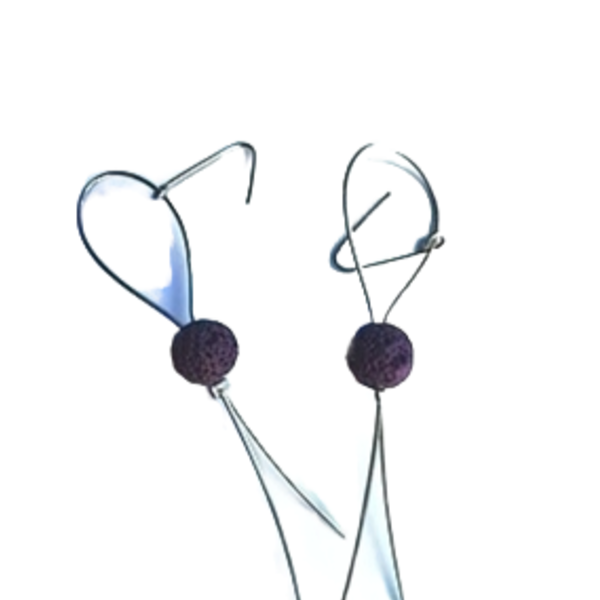 Σκουλαρίκια "γ" από νεάργυρο με χρωματιστές λάβες / earrings - αλπακάς, πέτρες, boho, κρεμαστά - 2