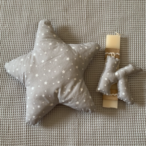 Σετ λαμπάδα με Μονόγραμμα και μαξιλάρι αστέρι γκρι - αστέρι, λαμπάδες, όνομα - μονόγραμμα, για παιδιά - 4
