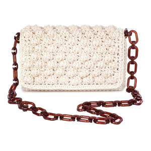 Εκρού τσαντάκι κροσέ με ενίσχυση - ώμου, crochet, πλεκτές τσάντες