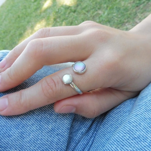 "Pearl Frenzy" Sterling Silver 925 Ring!! - ημιπολύτιμες πέτρες, μαργαριτάρι, ασήμι 925, boho, αυξομειούμενα - 3