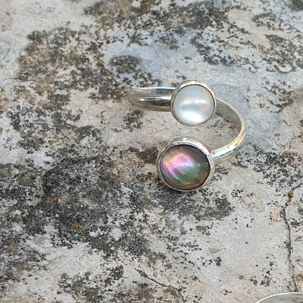 "Pearl Frenzy" Sterling Silver 925 Ring!! - ημιπολύτιμες πέτρες, μαργαριτάρι, ασήμι 925, boho, αυξομειούμενα - 4