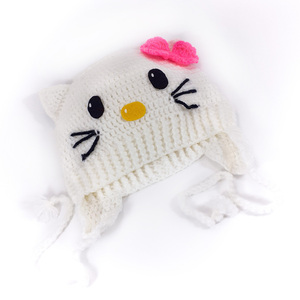 Πλεκτό λευκό σκουφάκι για κορίτσια /Hello Kitty /σκουφί για μωρό/ 0-5 ετών / Crochet white hat for a baby girl - κορίτσι, παιδικά ρούχα, βρεφικά ρούχα