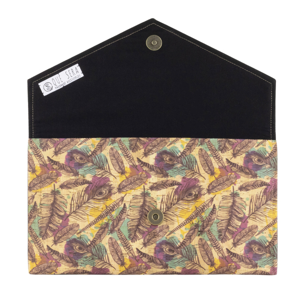 Φάκελος Φελλός "Mauve Peacock" - ύφασμα, animal print, φάκελοι, clutch, φελλός - 3