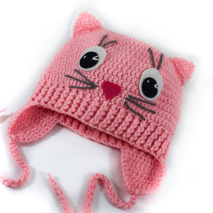 Πλεκτό ροζ σκουφάκι για κορίτσια/ Γατούλα/ σκουφί για μωρό/ 0-5 ετών / γάτα/ Crochet pink hat for a baby girl/cat - κορίτσι, παιδικά ρούχα, βρεφικά ρούχα, 1-2 ετών