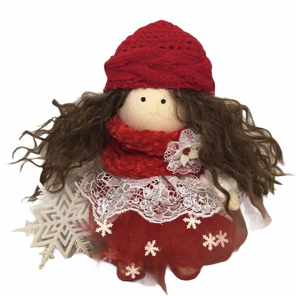 Snowy Charlotte - εσωτερική κούκλα, χριστουγεννιάτικο δώρο - decor, διακοσμητικά