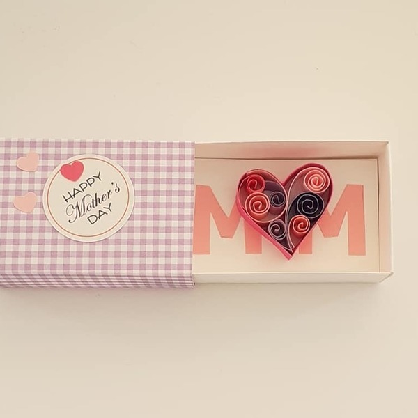 Ευχετήρια Κάρτα Message in a MatchBox, Mom καρδιά - μαμά, κάρτα ευχών, γιορτή της μητέρας, δώρο έκπληξη, ευχετήριες κάρτες