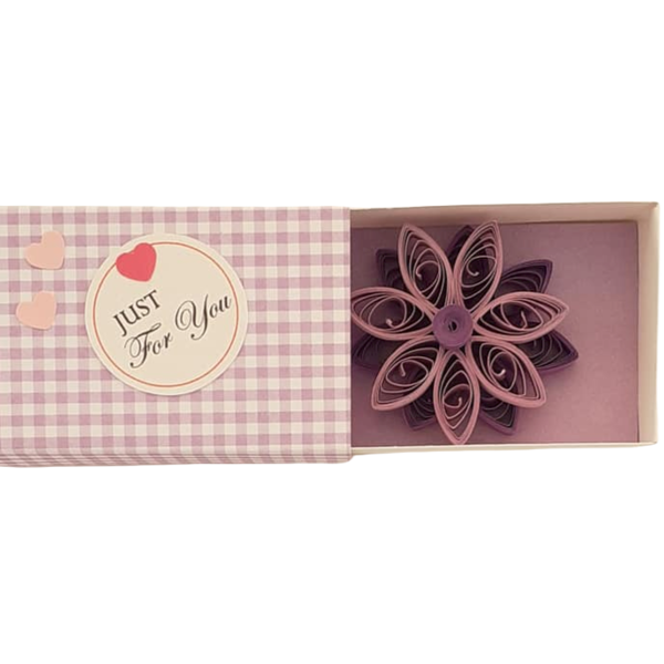 Ευχετήρια Κάρτα in a Box, Λουλούδι με χάρτινη πλέξη, 8 Χ 5 Χ 3 εκ. - γενέθλια, κάρτα ευχών, γενική χρήση, δώρο έκπληξη - 2