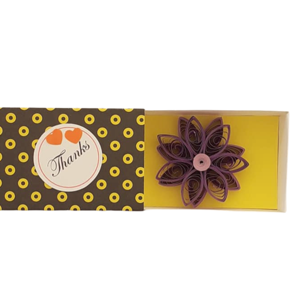 Ευχετήρια Κάρτα in a Box, Λουλούδι με χάρτινη πλέξη, 8 Χ 5 Χ 3 εκ - γενέθλια, κάρτα ευχών, γενική χρήση, δώρο έκπληξη - 2
