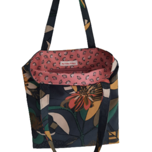 Υφασμάτινη tote τσάντα "μπλε με λουλούδια" - ύφασμα, ώμου, all day, tote, πάνινες τσάντες - 2