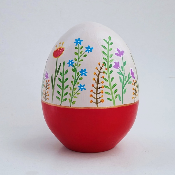 Κεραμικό αυγό, 10Χ8εκ., με πολύχρωμα λουλούδια. - ζωγραφισμένα στο χέρι, κεραμικό, πασχαλινά αυγά διακοσμητικά, για ενήλικες, πασχαλινά δώρα