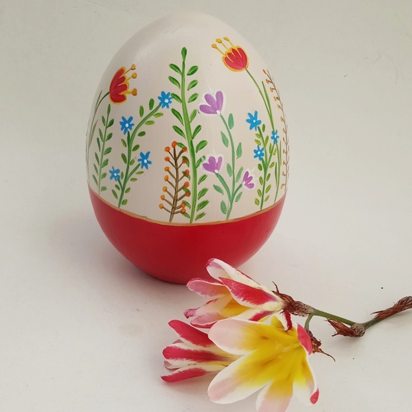Κεραμικό αυγό, 10Χ8εκ., με πολύχρωμα λουλούδια. - ζωγραφισμένα στο χέρι, κεραμικό, πασχαλινά αυγά διακοσμητικά, για ενήλικες, πασχαλινά δώρα - 5