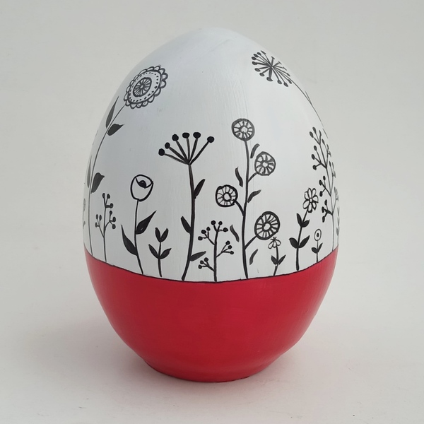 Κεραμικό αυγό,10Χ8εκ., ζωγραφισμένο με λουλούδια. - ζωγραφισμένα στο χέρι, κεραμικό, πασχαλινά αυγά διακοσμητικά, για ενήλικες, πασχαλινά δώρα - 2