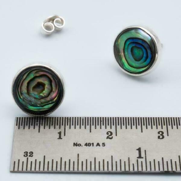 Σκουλαρίκια καρφωτά ασήμι 925 όστρακο-abalon - ασήμι, γεωμετρικά σχέδια, καρφωτά, μικρά - 2