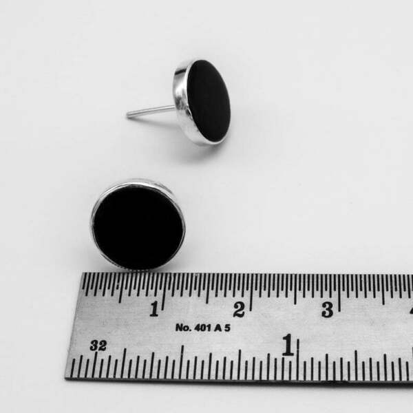 Μαύρος Αχάτης καρφωτά σκουλαρίκια Ασήμι 925 - ασήμι, καρφωτά, μικρά - 3
