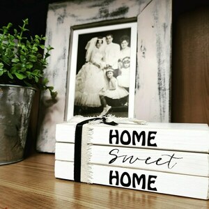 Ξύλινα βιβλία home sweet home - ξύλο, σπίτι, διακοσμητικά - 4