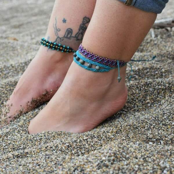 Macrame Anklets and macrame bracelet boho / Μακραμε βραχιόλι για το χέρι ή το πόδι μποχο!!! - μακραμέ, χάντρες, boho, ποδιού, αυξομειούμενα - 3