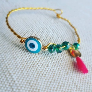 Blue eye bracelet! - επιχρυσωμένα, μάτι, χεριού, χειροπέδες, αυξομειούμενα - 2