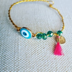 Blue eye bracelet! - επιχρυσωμένα, μάτι, χεριού, χειροπέδες, αυξομειούμενα - 3