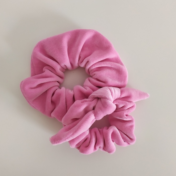 Scrunchie Pink Velour - λαστιχάκια μαλλιών - 2