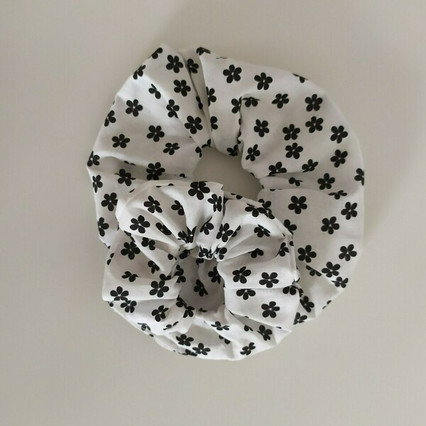 Scrunchies and ribbons set Black Flower - λαστιχάκια μαλλιών - 2