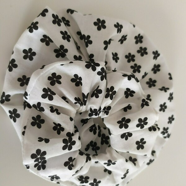 Scrunchies and ribbons set Black Flower - λαστιχάκια μαλλιών - 3