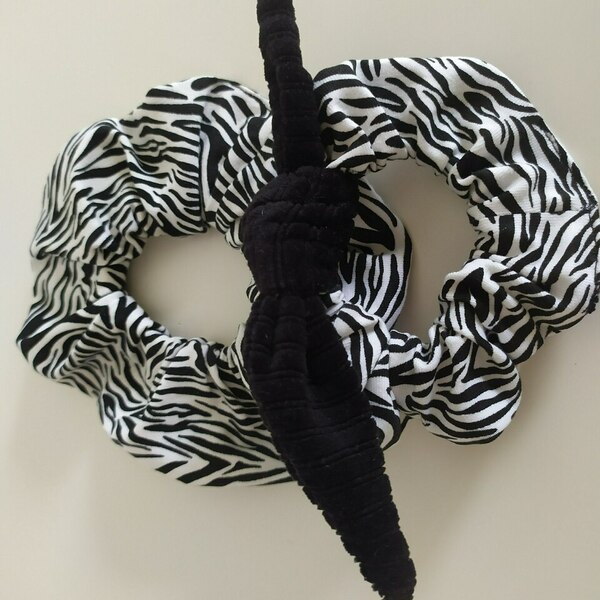 Scrunchies and ribbons set Zebra - λαστιχάκια μαλλιών - 2