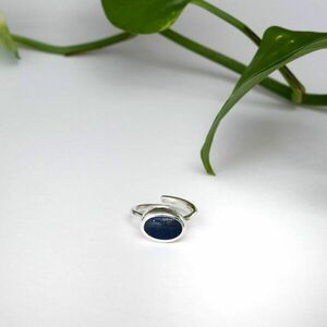 Ασημένιο δαχτυλίδι με λάπις λαζούλι - ημιπολύτιμες πέτρες, ασήμι 925, boho, μεγάλα, αυξομειούμενα - 4