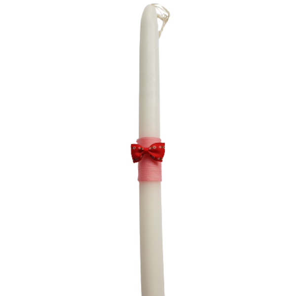 Πασχαλινή λευκή λαμπάδα με φιογκάκι - μήκος 32 cm - κορίτσι, λαμπάδες, για παιδιά, για ενήλικες, για εφήβους