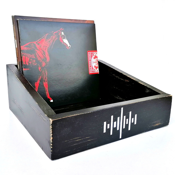 Vinyl record display box for 7" singles - distressed black - κουτί