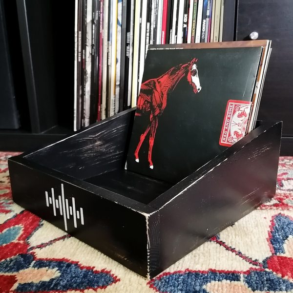 Vinyl record display box for 7" singles - distressed black - κουτί - 3