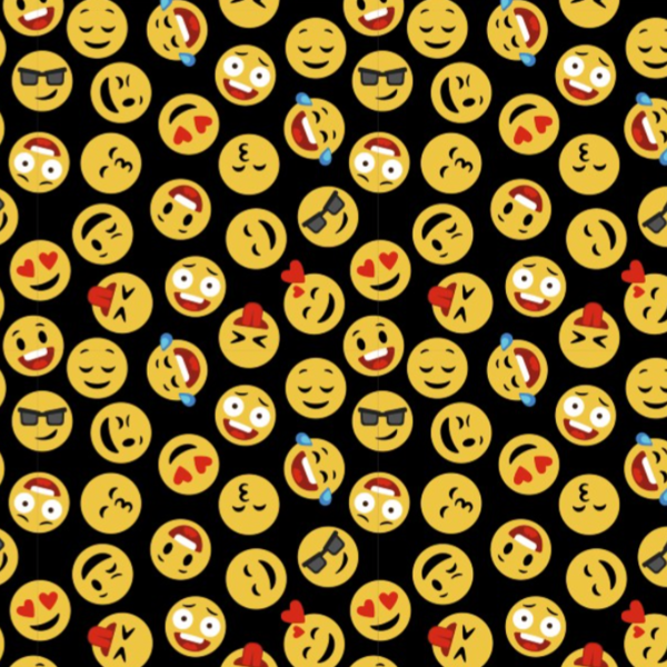 Scrunchie σε pattern Emoji - ύφασμα, για τα μαλλιά, λαστιχάκια μαλλιών - 3