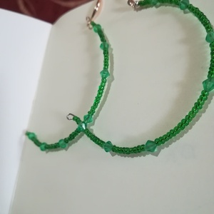 Πράσινα σκουλαρίκια - πλαστικό, μακριά, boho, γάντζος, φθηνά - 3