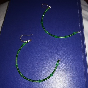 Πράσινα σκουλαρίκια - πλαστικό, μακριά, boho, γάντζος, φθηνά - 5