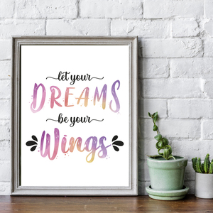 Poster σε κάδρο "Let Your Dreams Be Your Wings" - πίνακες & κάδρα, αφίσες - 2
