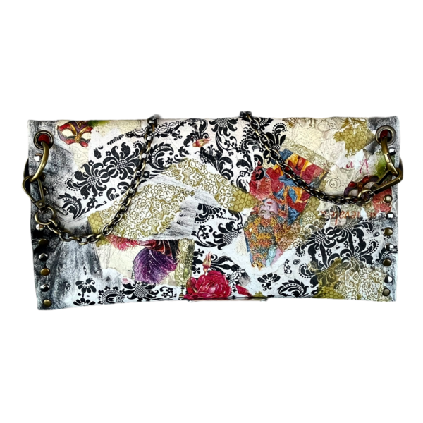 Δερμάτινη τσάντα χειροποίητη Vintage Floral - δέρμα, φάκελοι, clutch, μεγάλες, χειρός - 2