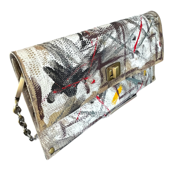 Δερμάτινη τσάντα χειροποίητη Canvas Lines - δέρμα, φάκελοι, clutch, ώμου, μικρές - 4