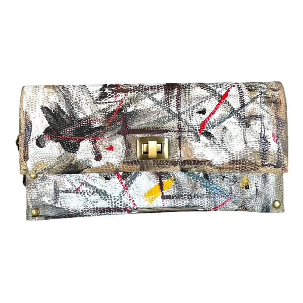 Δερμάτινη τσάντα χειροποίητη Canvas Lines - δέρμα, φάκελοι, clutch, ώμου, μικρές - 5