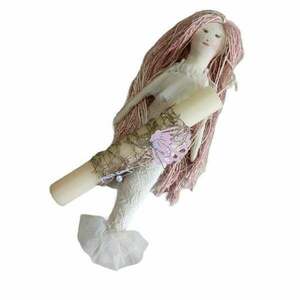 Πασχαλινή Λαμπάδα με χειροποίητη κούκλα Γοργόνα Rose Hair Mermaid - λαμπάδες, για παιδιά, κορίτσι