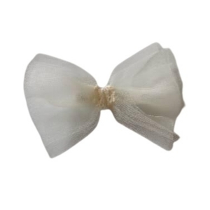 Hair clip τσιμπιδακι παιδικό φιογκος με τουλι εκρου και δαντελα. - μαλλιά, βάπτιση, αξεσουάρ μαλλιών, hair clips